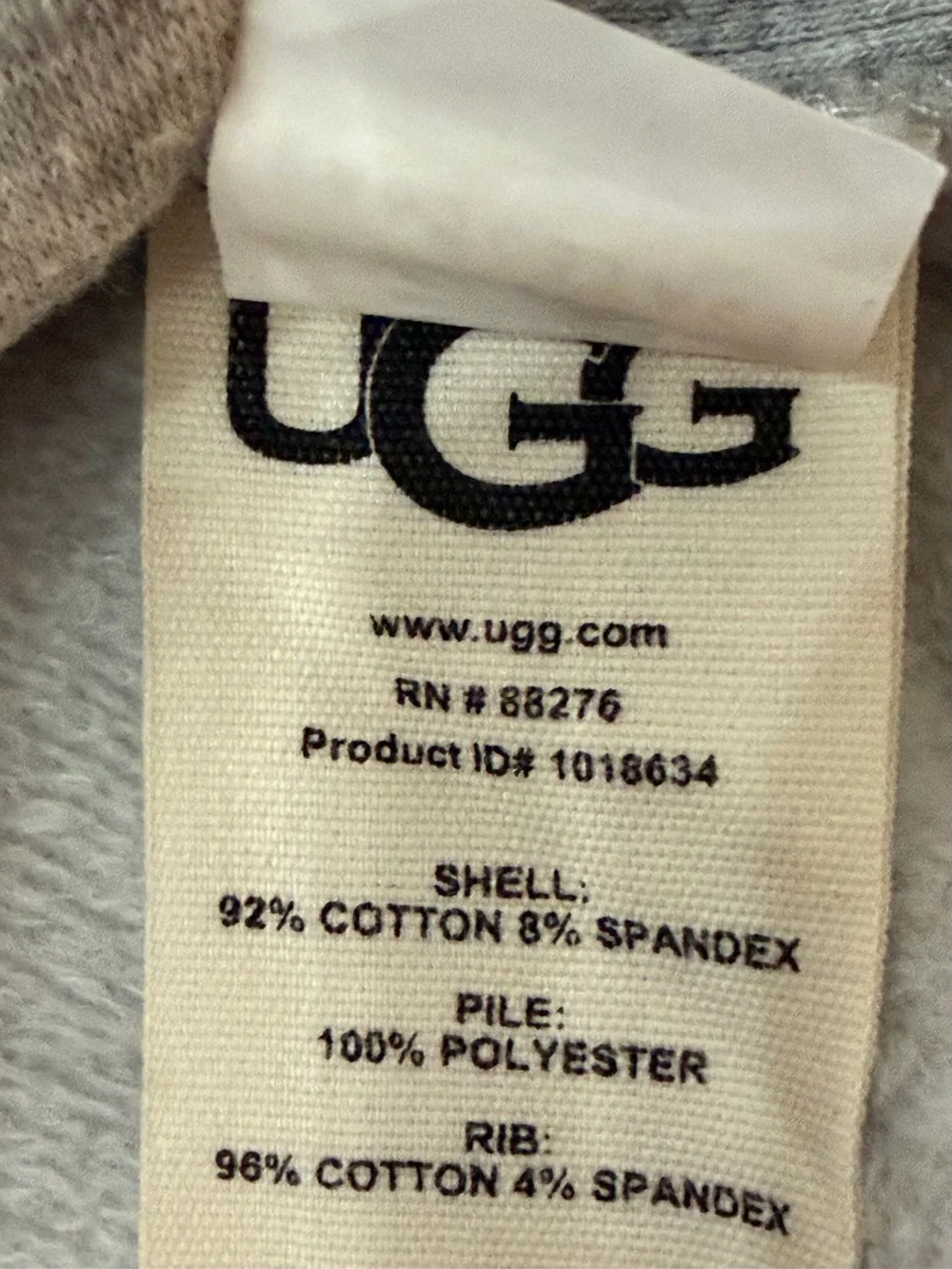 UGG Elliot Men’s Size L Grey Full Zip Fleece Hoodie w/ Ribbed Side Panels